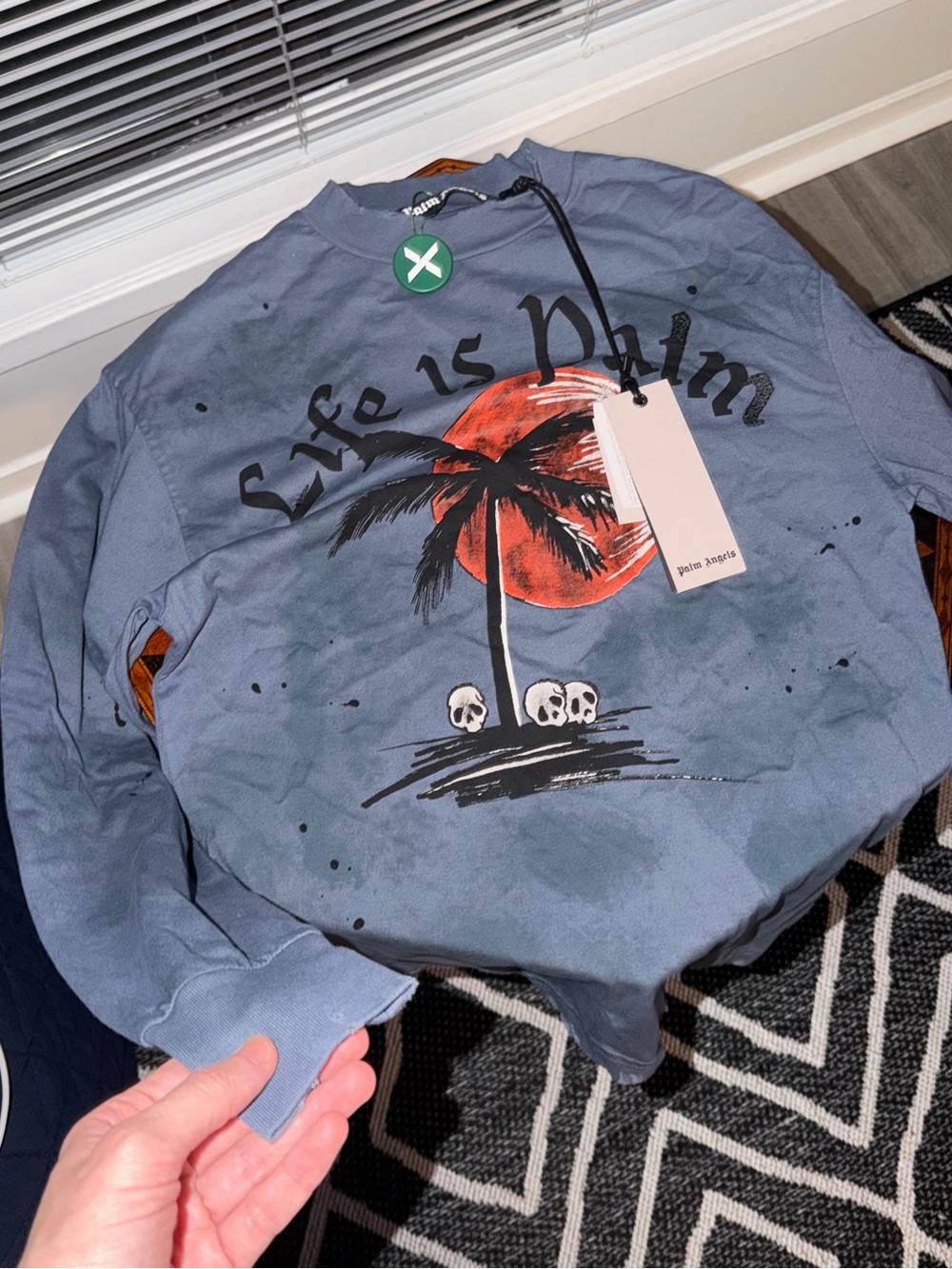 Palm Angels Blue Graphic long sleeve life is palm nwt was too small for me